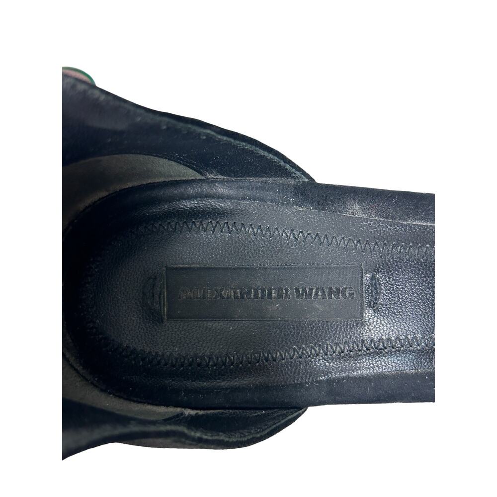 Alexander Wang Black Suede Clear Lucite Abby Open Toe Ankle Strap Block Heel 7.5 - Picture 4 of 6